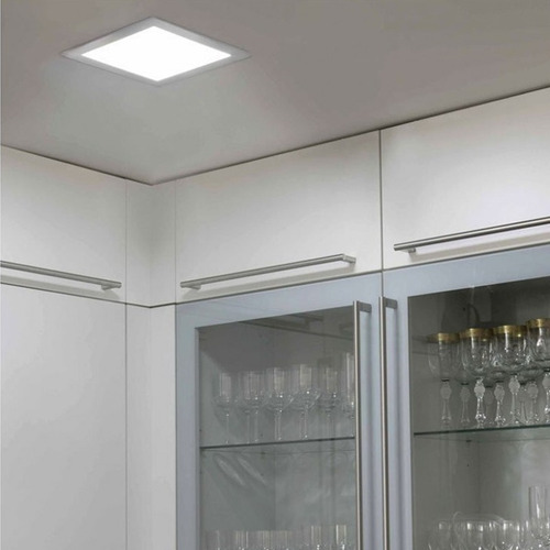Imagen 8 de 10 de Panel Embutir Led 12w Cuadrado Marco Blanco Ø17cm