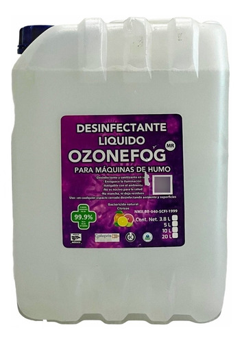 Liquido Sanitizante Para Maquina De Humo 5 Lts Base Agua