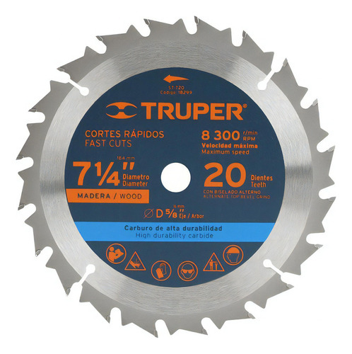 Sierra Circular Para Madera 7.1/4 X 20 Dts. Truper St-720