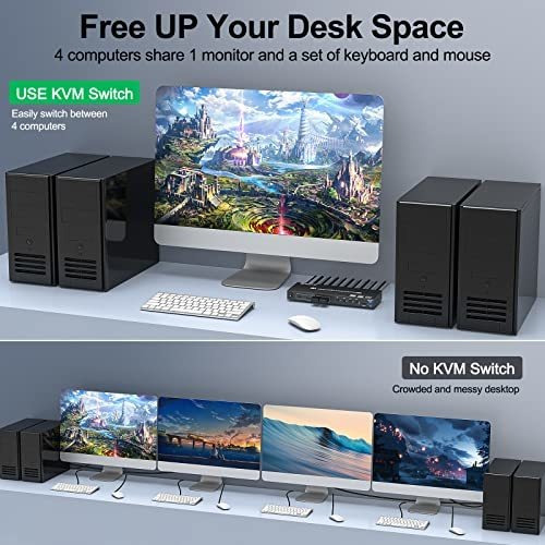 Conmutador Kvm Usb 3.0 Hdmi De 4 Puertos Compatible Con 4k @