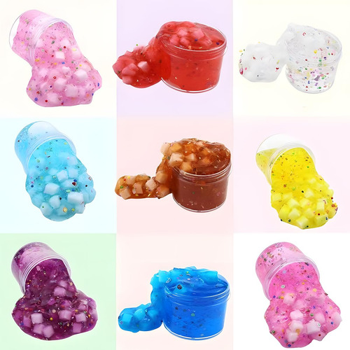 9pcs Slime Set, Set De Baba Crujiente Crystal Clear,