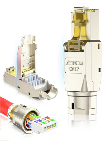 Conector Ampcom Stp Cat7 Rj45, Conector De Terminal Modular.
