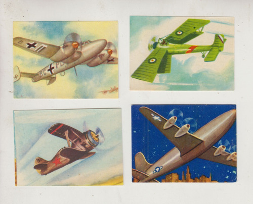 1958 4 Tarjetas De Aviones De Guerra Antiguas Figuritas Fher