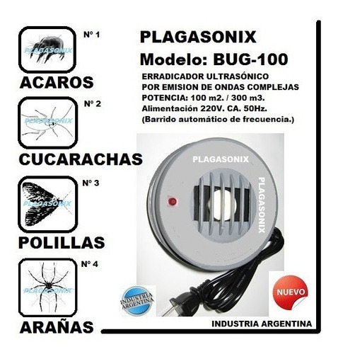 Imagen 5 de 10 de Erradicador Ultrasonico De Polillas De La Tela, Etc Bug-100