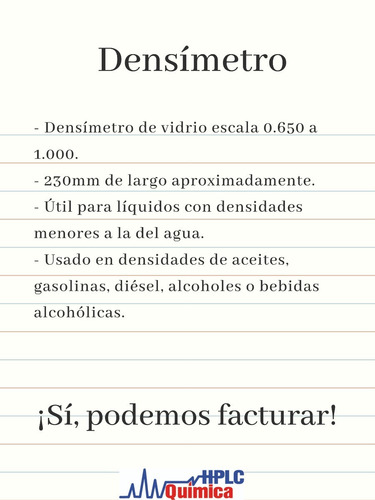 Imagen 1 de 4 de Densímetro Líquidos Más Ligeros Que Agua Rango 0.650 A 1.000