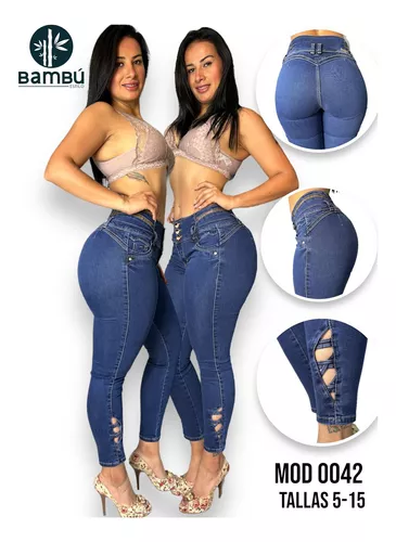 3 Jeans Dama Levanta Pompa Colombiano Push Up Mayoreo Mezcli