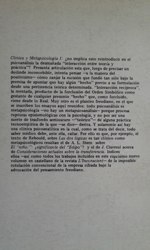 Clinica Y Metapsicologia 1-editorial Trieb- (Usado)