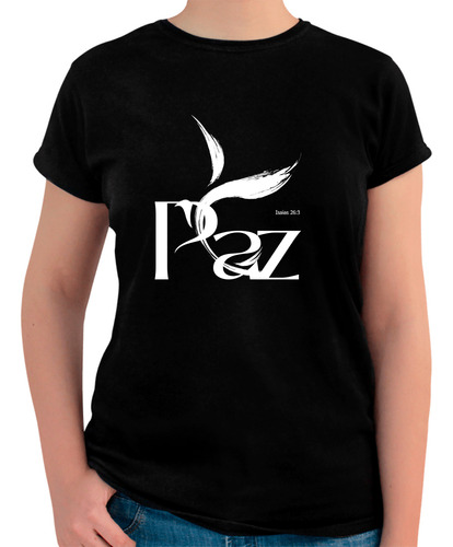 Playera Negra Mujer Diseño Paz Isaías 26:3