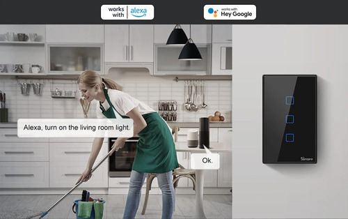 Sonoff T3 Negro Interruptor Wifi Rf 1 Boton Alexa Google