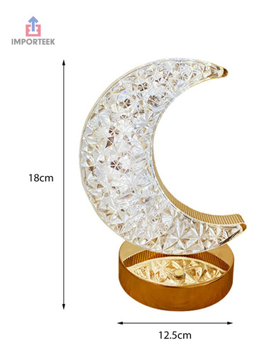 Lampara Luna Luz Led Touch Decorativa Recargable Usb Tipo C