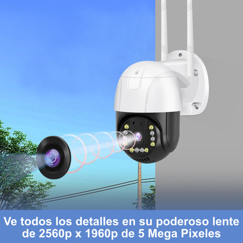 Camara Ip Wifi Vigilancia Exterior 5mp V Nocturna Ptz Audio Color Blanco Con Negro