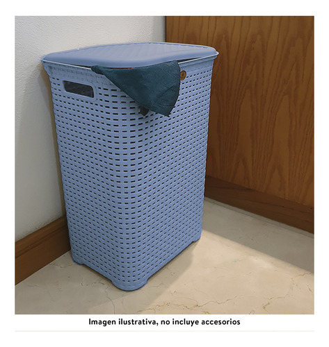 Set De 1 Cesto Y 2 Cajas Con Tapa Estilo Ratán Para Organiza Color Azul Turquia Rattan