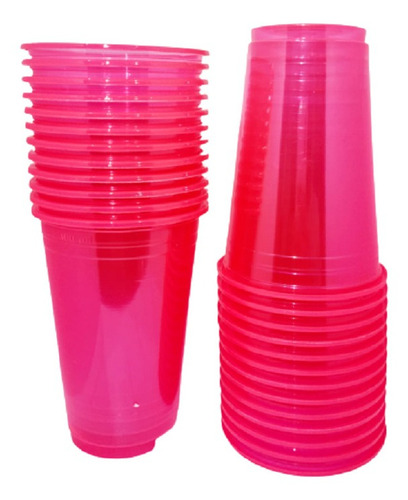 Copo Descartável Neon 300ml Balada Drinks Cor Rosa