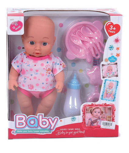 Muñeco Lovely  Baby 12 Sonidos Caja Para Niña