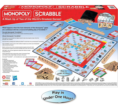 Monopoly Scrabble Game, Juega En Menos De Una Hora, Puntú...