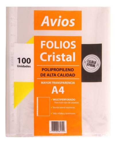Folios A4 Polietileno Pack X 100 Unidades - Microcentro