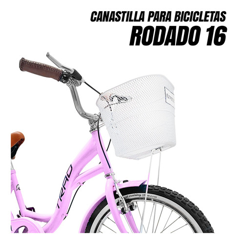 Canasta Canastilla Para Bicicleta Rodado 16 Incluye Soportes Color Blanco