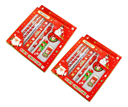 Set De Papelería Navideña Para Niños, Regalo Festivo Rojo