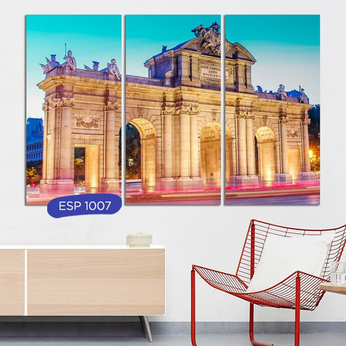 Imagen 5 de 10 de Cuadros Triptico Madrid Europa España Tela Fotos 70x120
