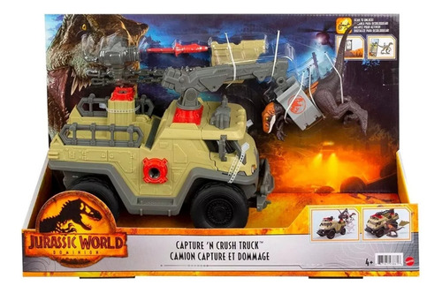 Camión Captura Jurassic World Diminion Velociraptor Figura