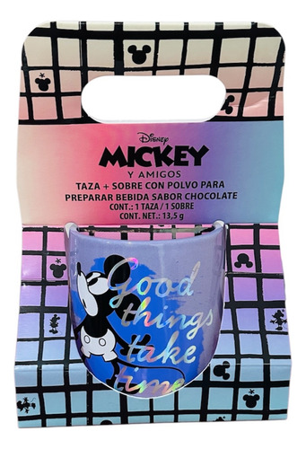 Taza Disney Mickey Y Sus Amigos + Polvo Chocolate Galeria Dc Color Lila Mickey Morado