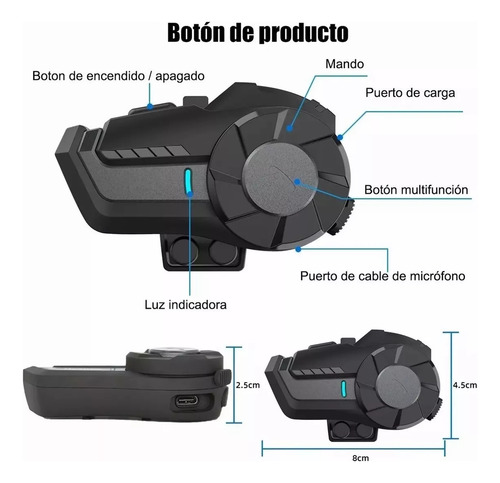 Kit For Audífono Intercomunicador Para Motocicleta Bluetooth