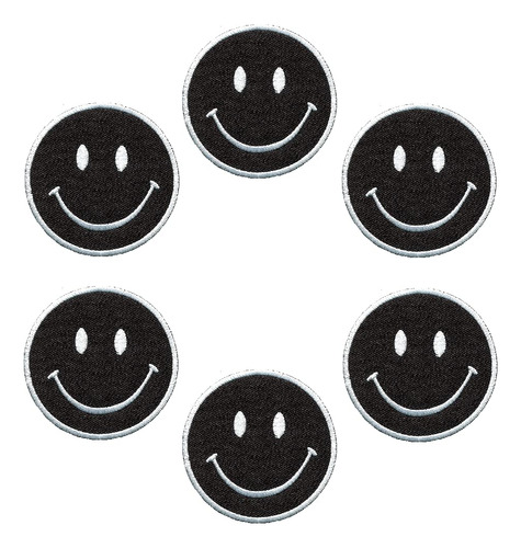 Lote 6 Pieza Color Negro Sonriente Cara Sonrisa Emoji