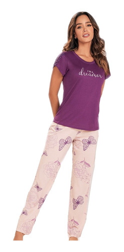 Pijama Mujer Dreams Juvenil Camiseta Pantalón Capri Multiuso