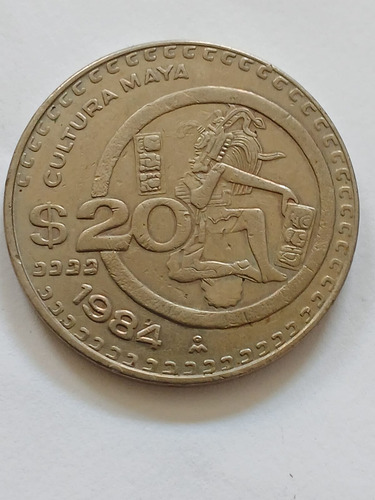 Moneda De Moneda De 20 Pesos Año 1984 Cultura Maya (Usado)