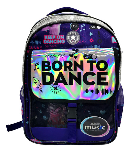 Mochila Espalda 16 Born To Dance Phi Phi Bags Violeta Diseño De La Tela Born To Dance