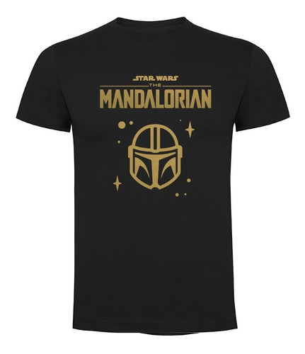 Polera The Mandalorian Star Wars Casco Algodón Color Negro