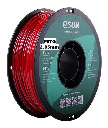 Esun 3d 0.110 Pulgadas Petg Engine Filamento Rojo 2.2 Lbs (2