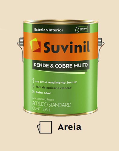 Tinta P/ Parede Rende E Cobre Muito Suvinil 3,6 Litros Areia