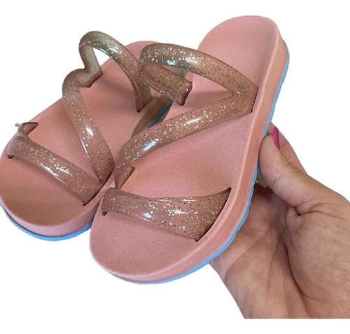 Kit 12 Par Papete Sandalia Infantil Confort Chinelo Glitter