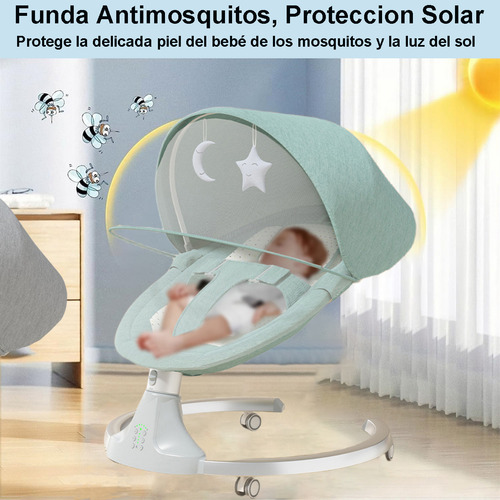 Columpio Mecedora Eléctrica Hamaca Para Bebé Con Mosquitera Color Verde Columpio Mecedor Verde Dfilio YLY