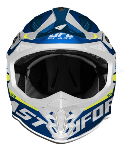 Casco Ufo Plast Intrepid Adulto Motocross Moto Azul Mx Juri Diseño Solido Tamaño Del Casco M