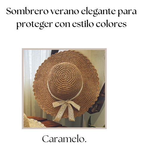 Sombrero Femenino Tejido Tipo Rafia Con Aplicación Colores