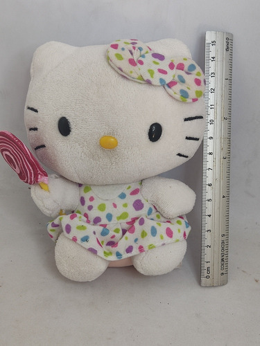 Peluche Hello Kitty Vestido Colores Con Paleta 15cm (Usado)