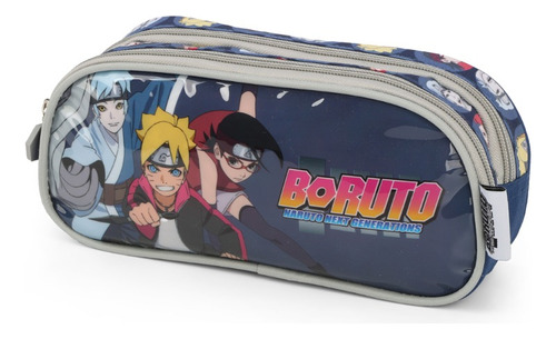 Estojo Escolar Duplo Boruto Filho Do Naruto Duas Divisórias Cor Modelo 1