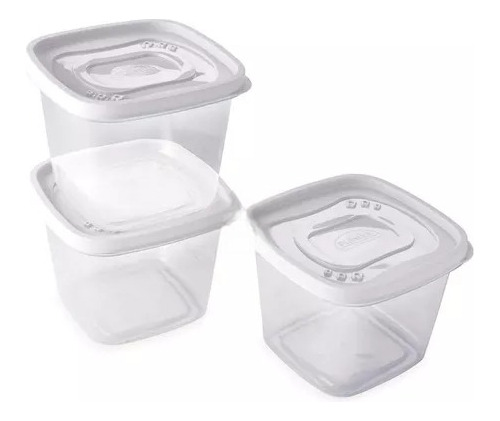 Set X3 Contenedor De Alimentos Rectangular 1250ml Plasutil