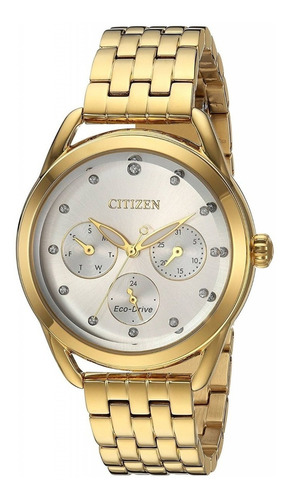 Reloj Citizen Eco-drive Ltr De Mujer Fd2052-58a Acero Dorado Color Del Fondo Plateado