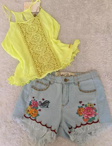 SHORTS C/ DETALHES VERDE CLARO PERFECT WAY