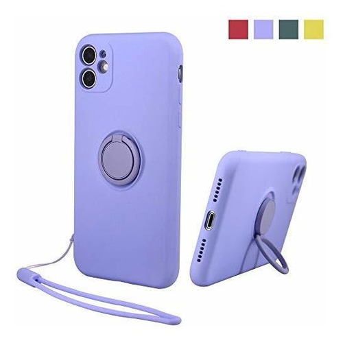 Estuche Goma Silicona Para iPhone 11 Soporte Anillo Dedo