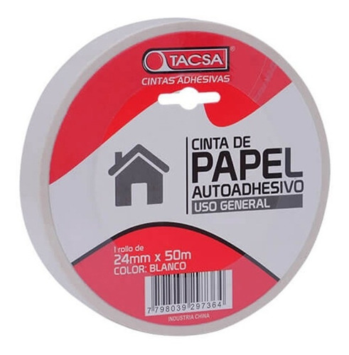 Cinta De Papel Blanca Tacsa 24mm X 50mts.