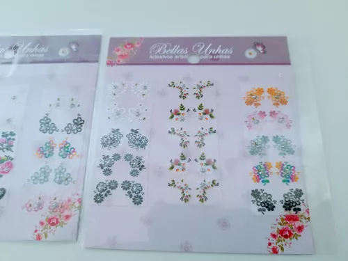 Adesivos de unhas floral preta filha única