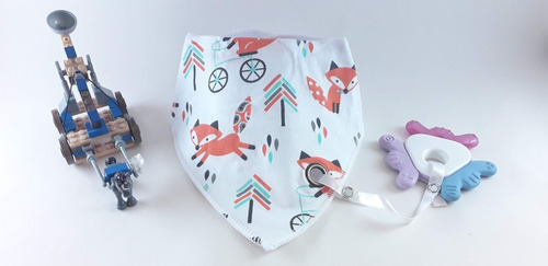 Babero Bebe Tipo Bandana O Pañuelo Con Portachupon