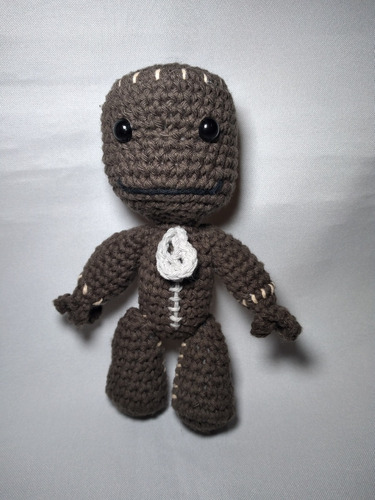 Imagen 4 de 4 de Amigurumi Sackboy, A Crochet, En Algodón 14 Cms