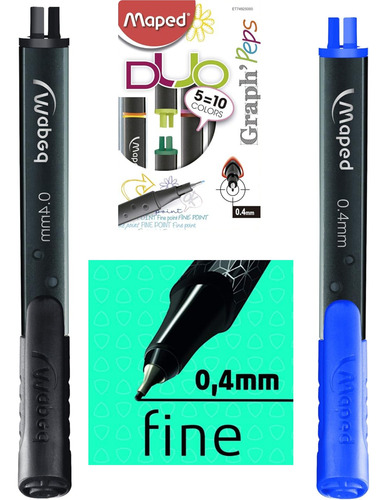 Estuche Plumones Maped Graph Peps Duo 5=10 Colores Arte R Colores