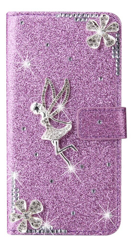 Funda De Cuero Pu Con Purpurina De Diamante Brillante Hecha