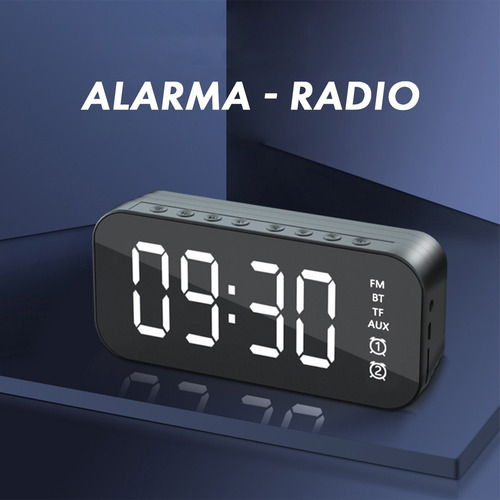 Imagen 6 de 10 de Reloj Radio Despertador Bluetooth Batería Alarma Micro Sd